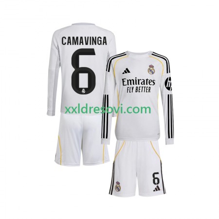 Real Madrid Camavinga 6 Domaći Dječji Nogometni Dres 2025-2026 Dugim Rukavima